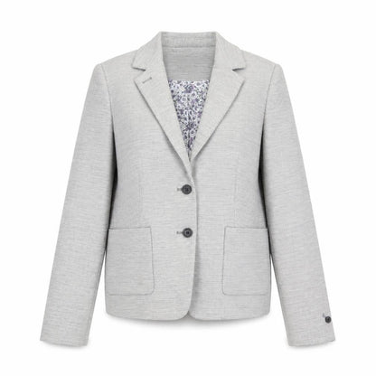 Next Women Grey Tailored Blazer UK 10 Linen Blend Two-Button Jacket