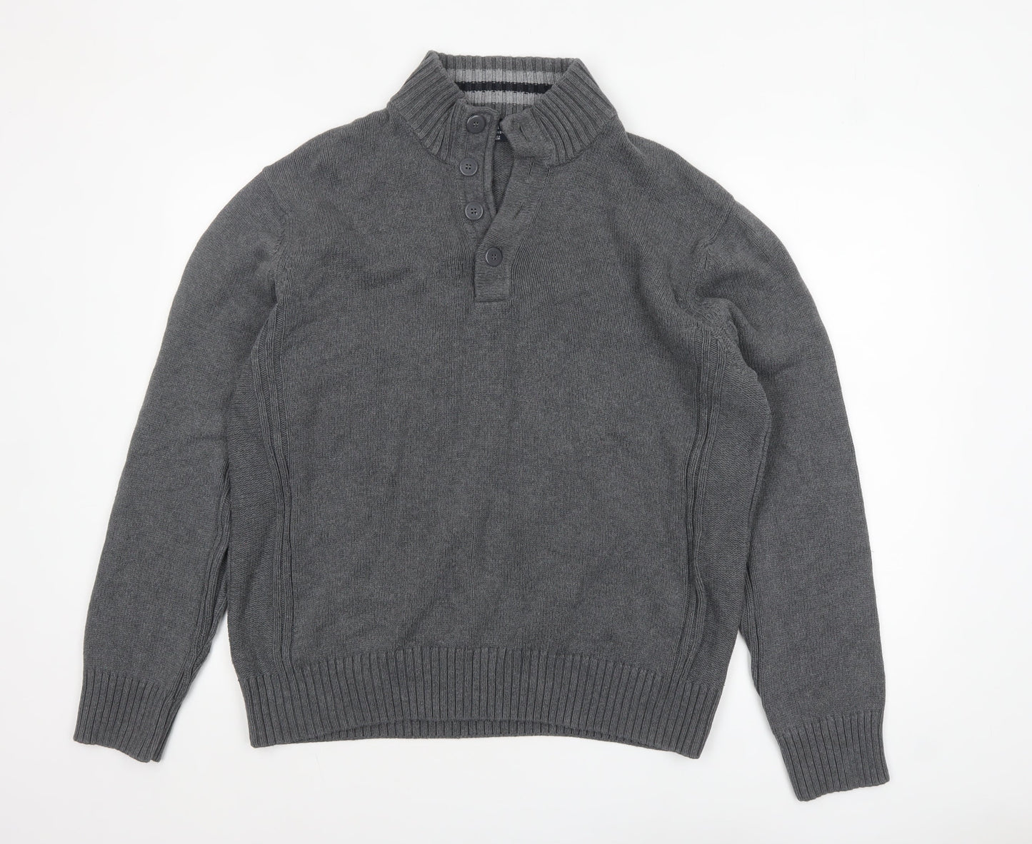 Mens UK Size XL Marks and Spencer Grey Henley Jumper