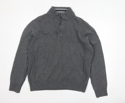 Mens UK Size XL Marks and Spencer Grey Henley Jumper