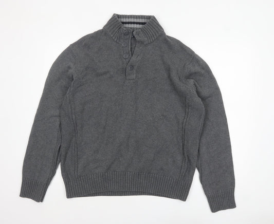 Mens UK Size XL Marks and Spencer Grey Henley Jumper