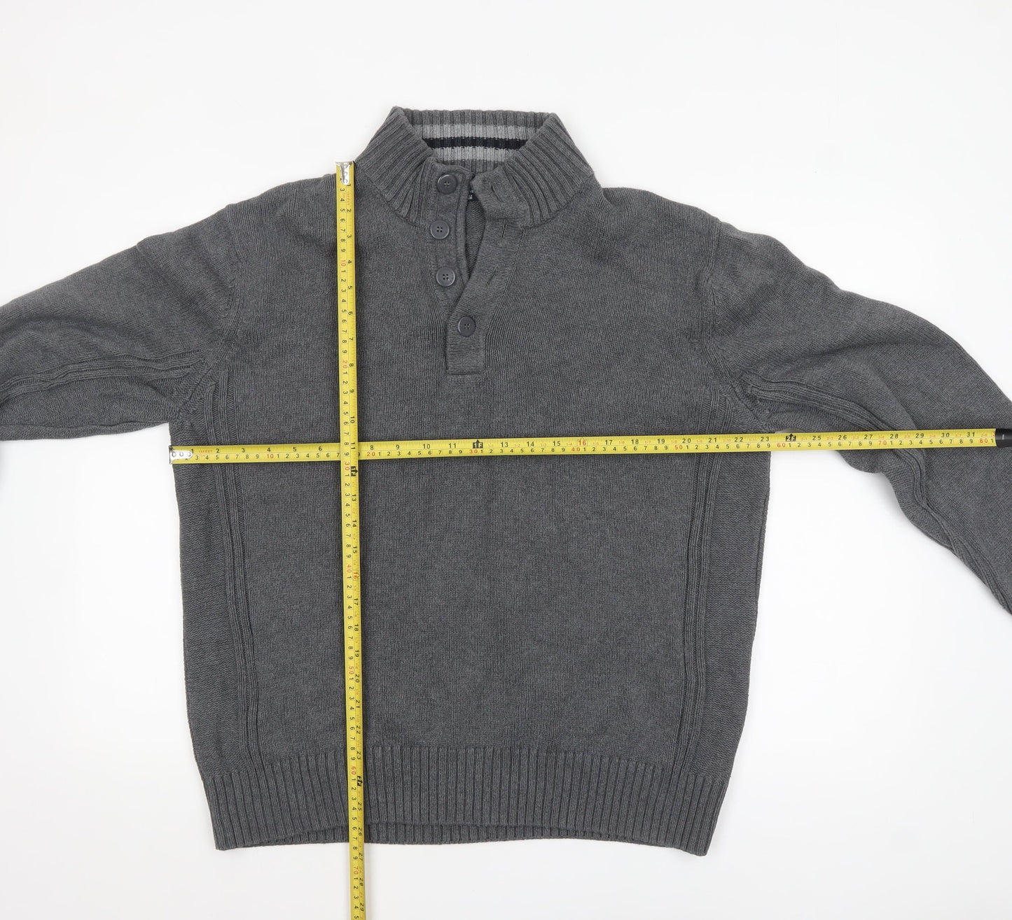 Mens UK Size XL Marks and Spencer Grey Henley Jumper