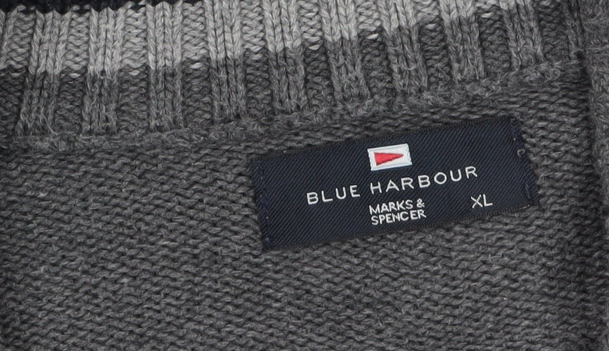 Mens UK Size XL Marks and Spencer Grey Henley Jumper