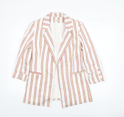 King Kong Women Ivory Pink Striped Single-Breasted Blazer Size 16