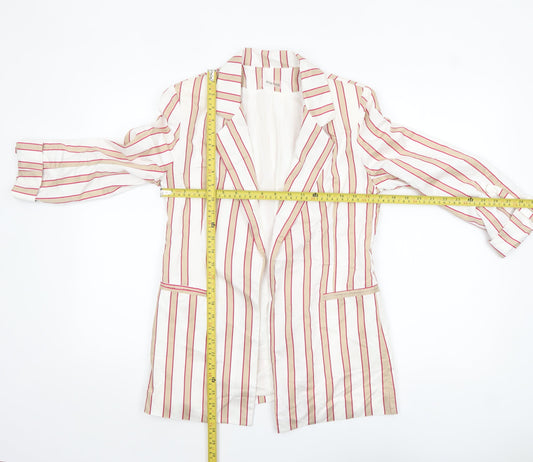 King Kong Women Ivory Pink Striped Single-Breasted Blazer Size 16