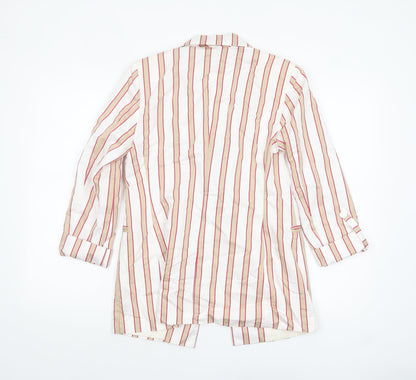 King Kong Women Ivory Pink Striped Single-Breasted Blazer Size 16