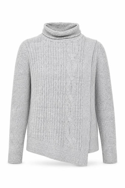 Wallis Women Grey Cable-Knit Roll Neck Jumper Size S