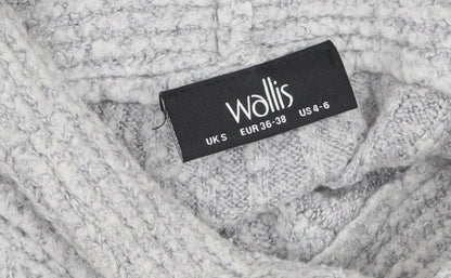Wallis Women Grey Cable-Knit Roll Neck Jumper Size S