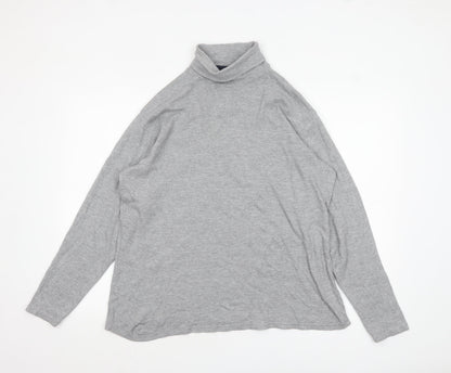 James Pringle Men's Grey Roll Neck Long Sleeve Cotton Top - M