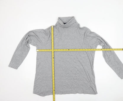 James Pringle Men's Grey Roll Neck Long Sleeve Cotton Top - M
