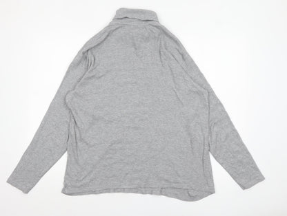 James Pringle Men's Grey Roll Neck Long Sleeve Cotton Top - M