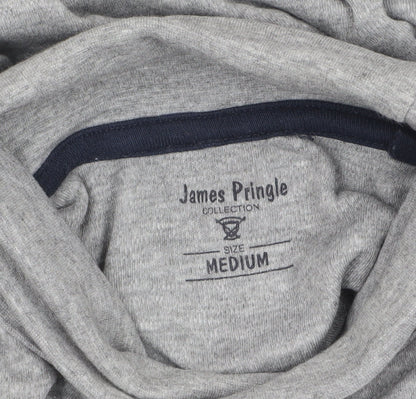 James Pringle Men's Grey Roll Neck Long Sleeve Cotton Top - M