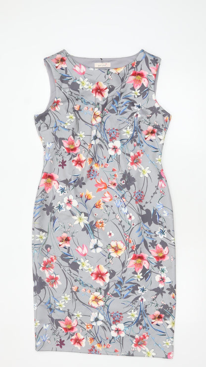 Marks and Spencer Women Grey Floral Sheath Dress Size 14