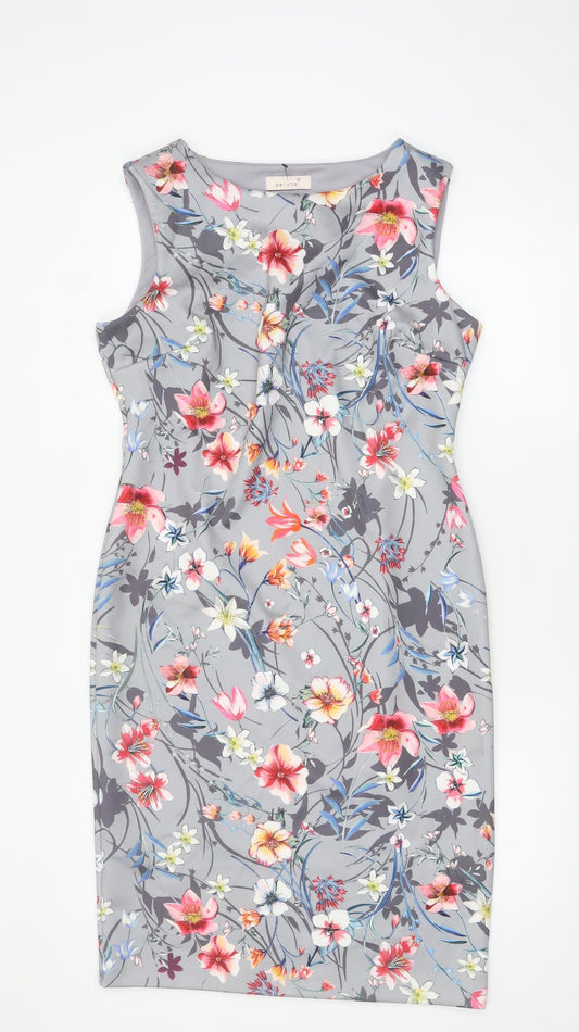 Marks and Spencer Women Grey Floral Sheath Dress Size 14