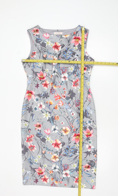 Marks and Spencer Women Grey Floral Sheath Dress Size 14