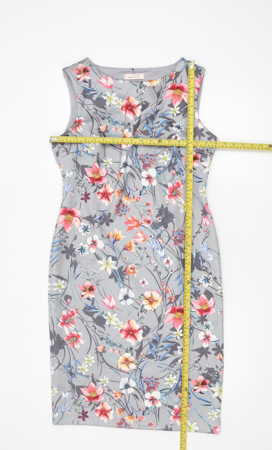 Marks and Spencer Women Grey Floral Sheath Dress Size 14