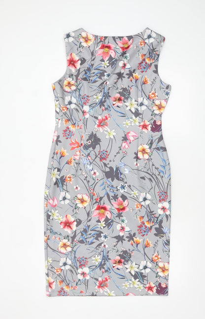 Marks and Spencer Women Grey Floral Sheath Dress Size 14