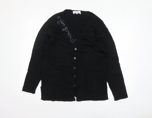 Womens UK Size 10/12 Michele Hope Black Cardigan Jumper