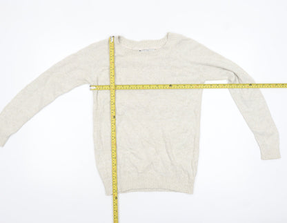 Fat Face Women's Beige Cotton Blend Crew Neck Jumper Size 10