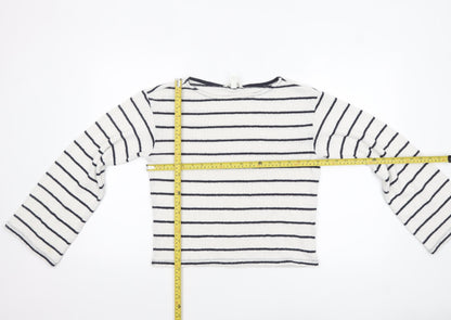 H&M Women’s White Striped Boat Neck Knit Jumper XS