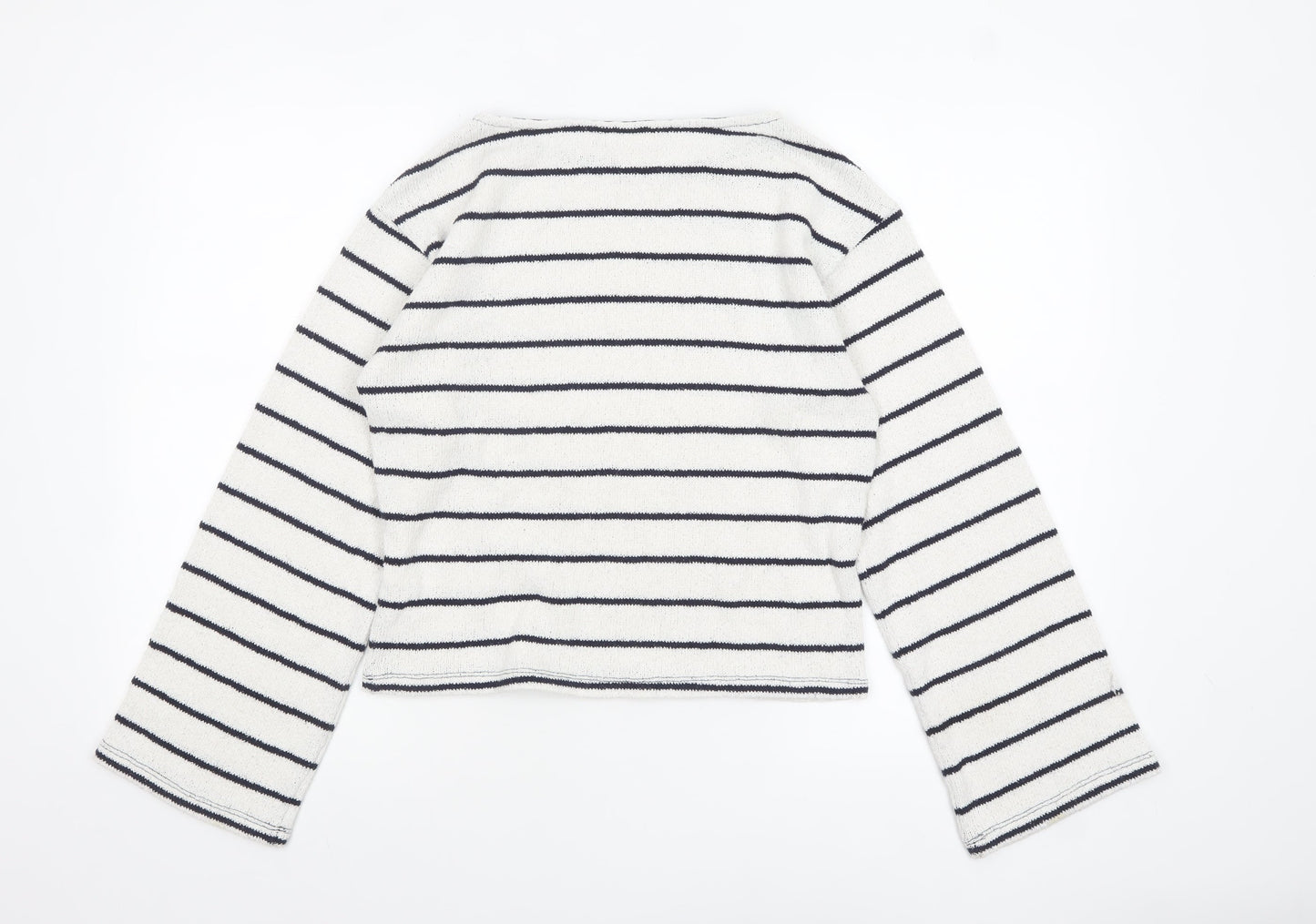 H&M Women’s White Striped Boat Neck Knit Jumper XS
