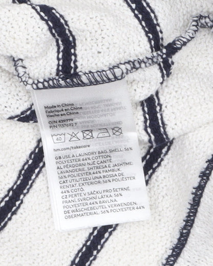 H&M Women’s White Striped Boat Neck Knit Jumper XS
