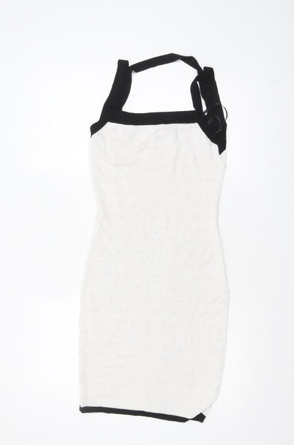 Boohoo Women's Black & White Sleeveless Bodycon Dress Size 8