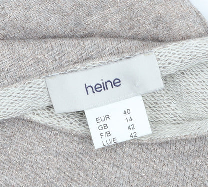 Heine Women’s Beige Sequin 3/4 Sleeve Knit Jumper Size 14