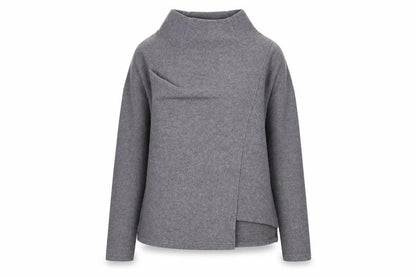 United Colors of Benetton Women's Grey XS Mock Neck Pullover Jumper