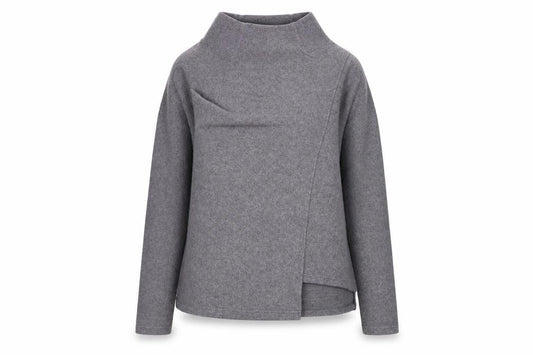 United Colors of Benetton Women's Grey XS Mock Neck Pullover Jumper