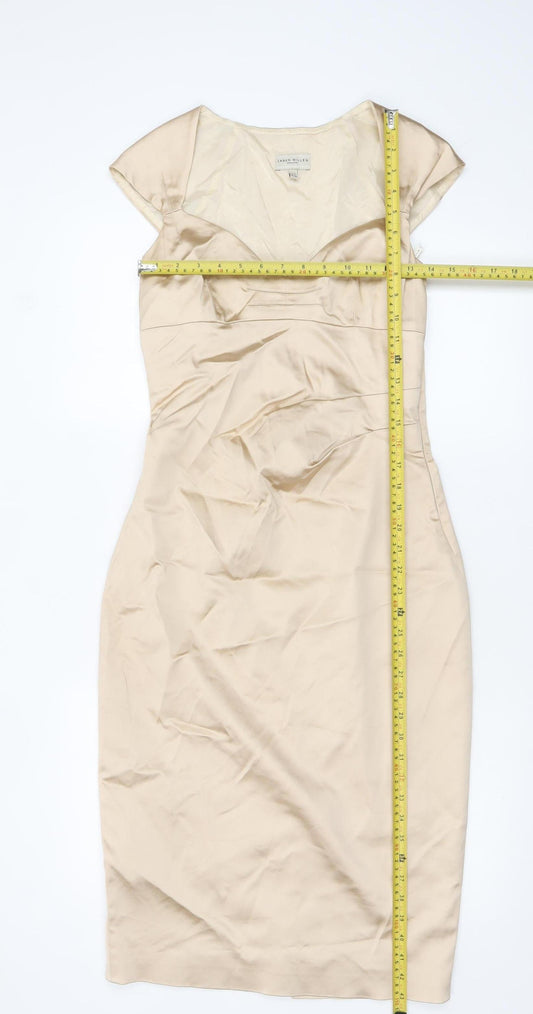 Karen Millen Women Beige Sheath Knee Length Dress Size 12