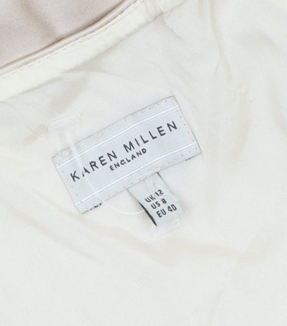 Karen Millen Women Beige Sheath Knee Length Dress Size 12