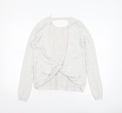 Fabletics Women Grey Knit Twist Back Cardigan Jumper M