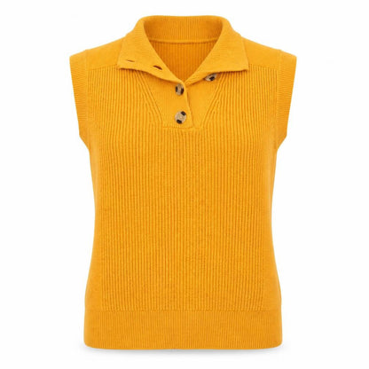 Next Womens Yellow Collared Sleeveless Henley Knit Jumper Size S