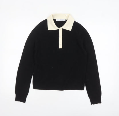 Womens UK Size M MNG Black Henley Jumper