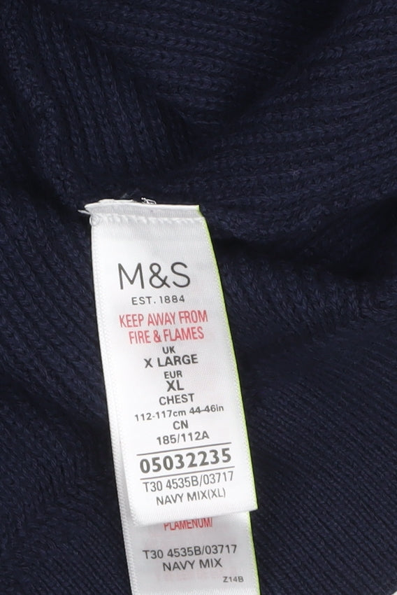 Mens UK Size XL Marks and Spencer Blue Pullover Jumper