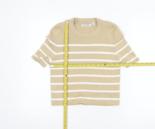 Womens UK Size M Brave Soul Beige Cropped T-Shirt