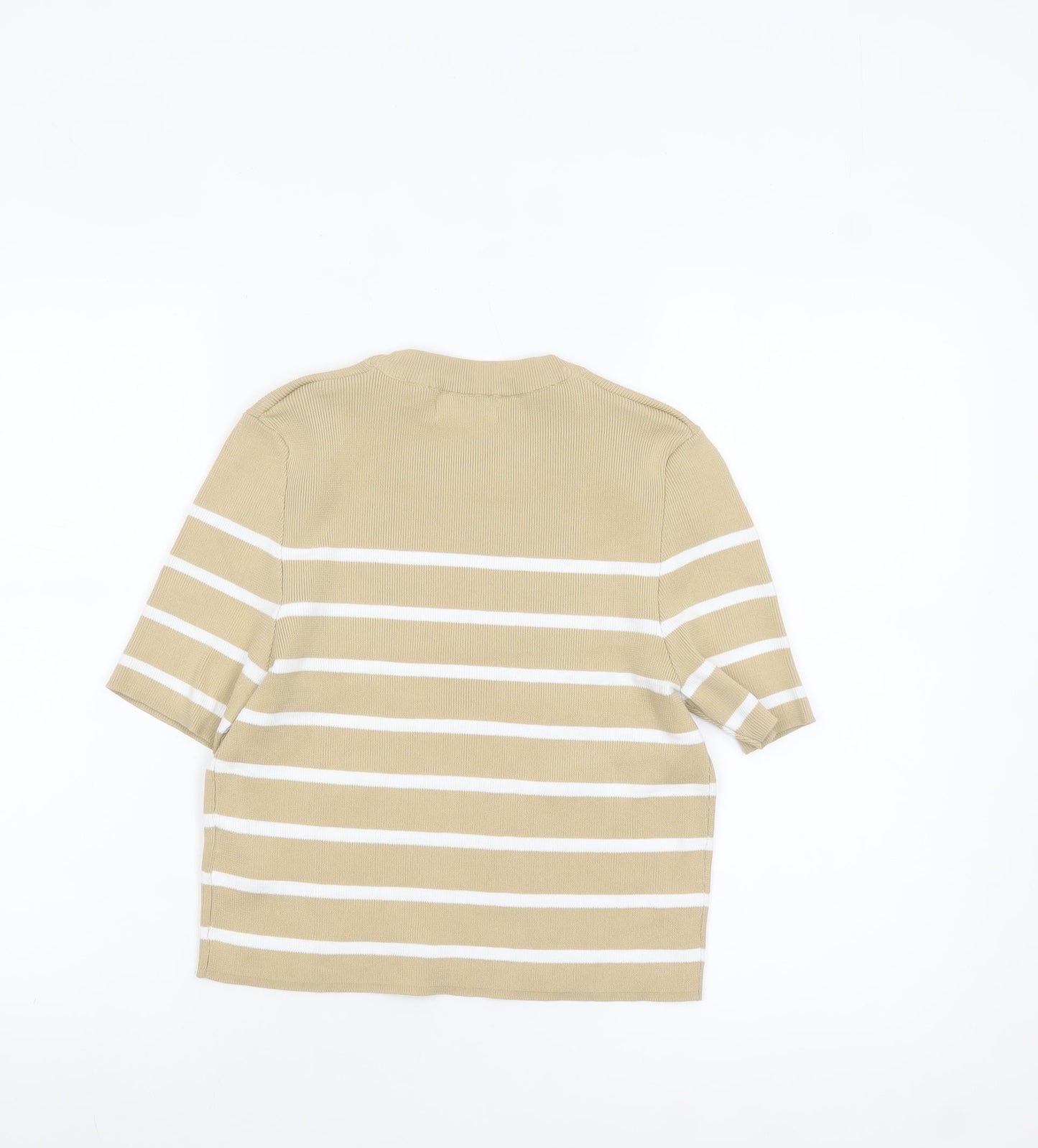 Womens UK Size M Brave Soul Beige Cropped T-Shirt