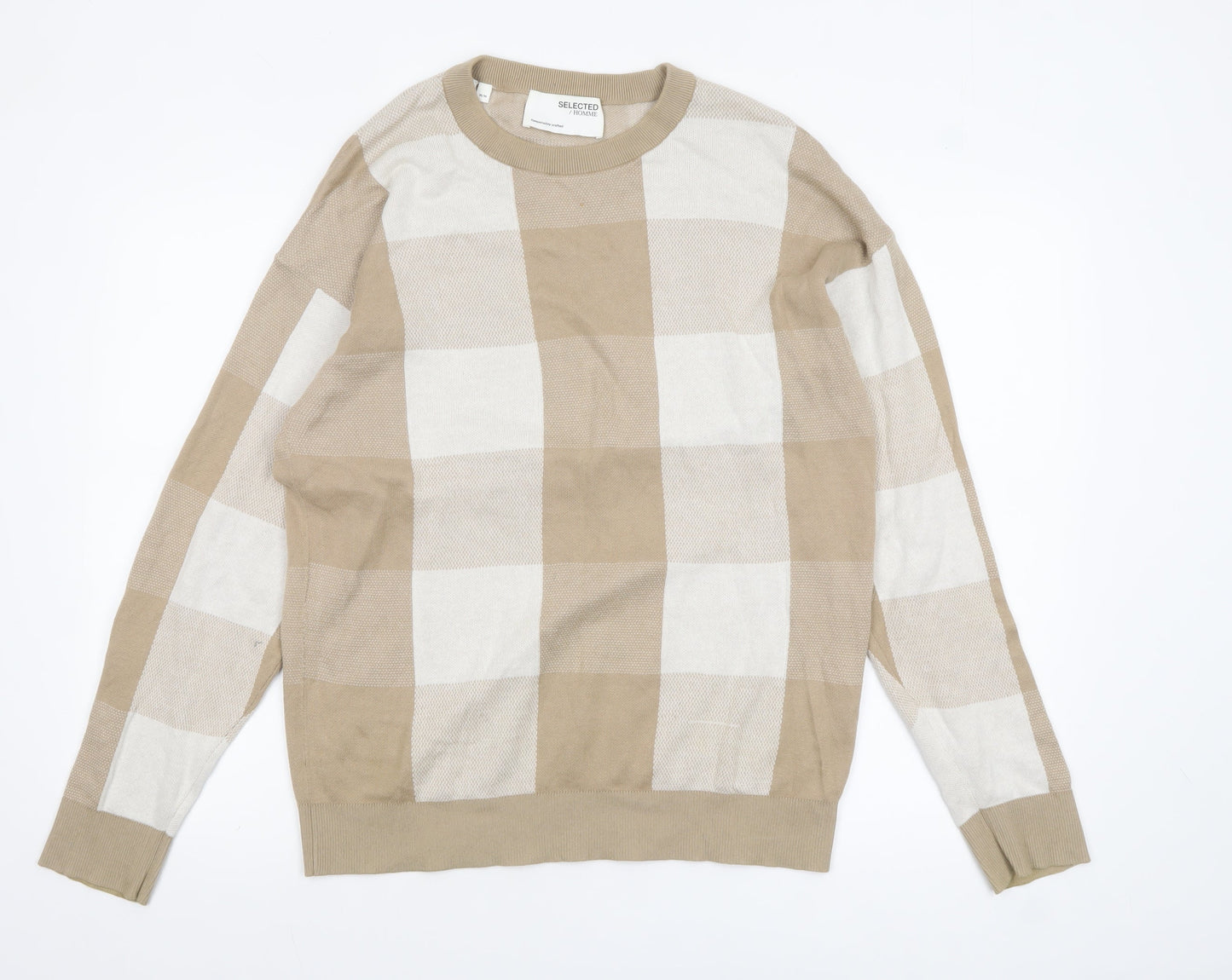 Mens UK Size M Selected Homme Beige Pullover Jumper