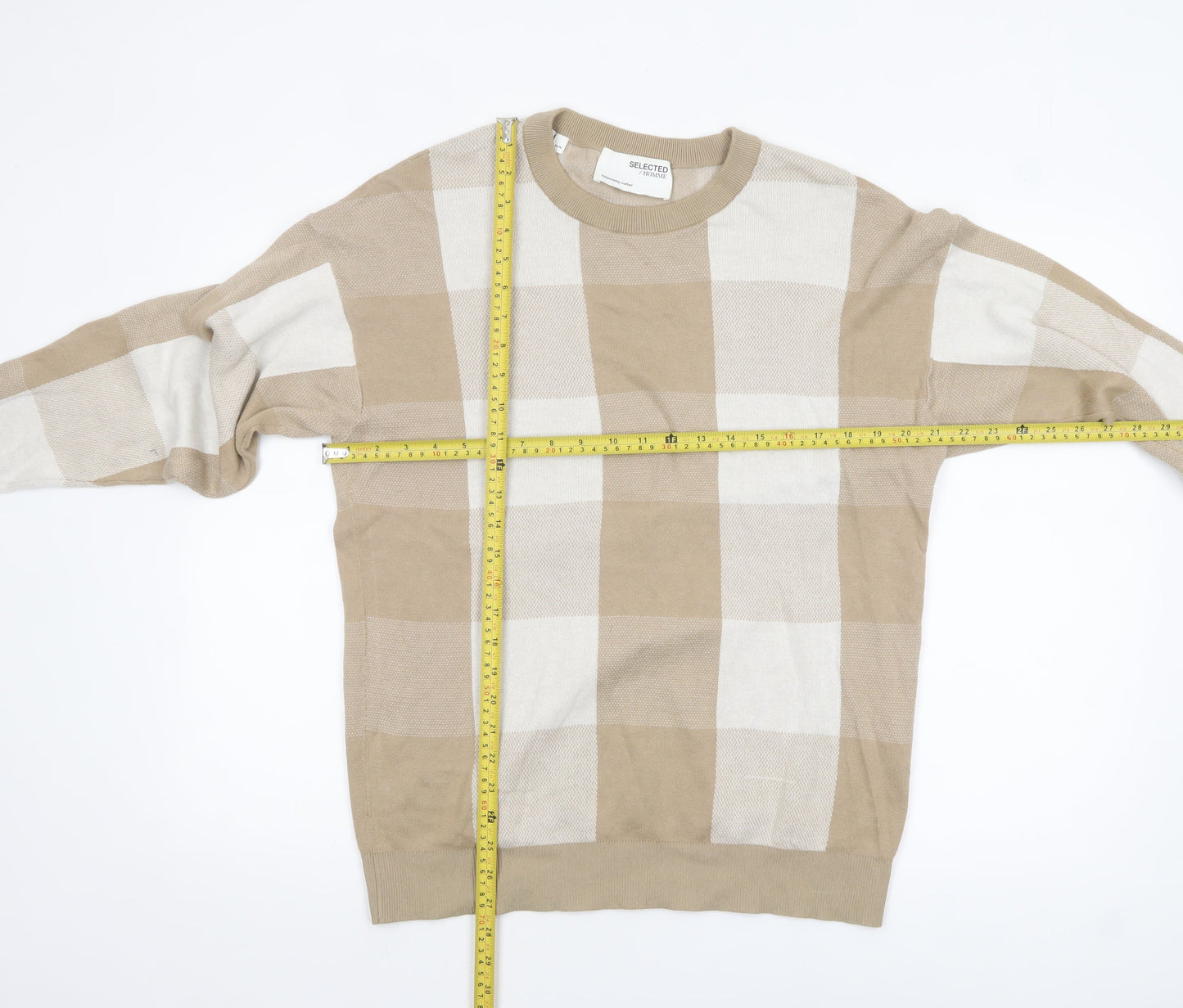 Mens UK Size M Selected Homme Beige Pullover Jumper