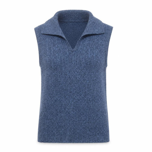 GAP Women Blue Collared Sleeveless Knit Cotton Tank Top M