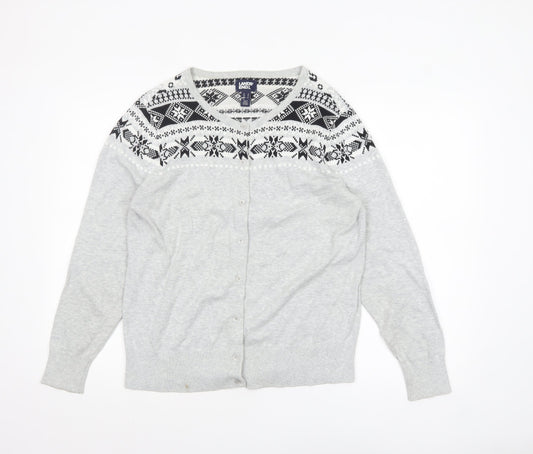 Womens UK Size L Lands' End Grey Cardigan Jumper
