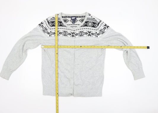 Womens UK Size L Lands' End Grey Cardigan Jumper