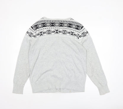 Womens UK Size L Lands' End Grey Cardigan Jumper