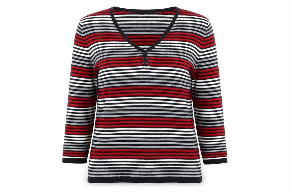 Country Casuals Womens Multicoloured Striped V-Neck Pullover Jumper Size L