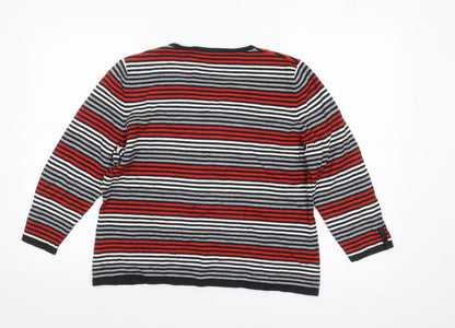 CC Womens Multicoloured Striped V-Neck Pullover Jumper Size L