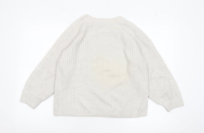 Marks and Spencer Women’s Ivory Cable Knit Floral Jumper UK 10