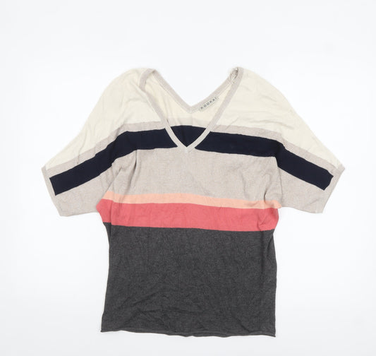 Kookai Womens Multicoloured Striped V-Neck Knit Jumper Size 10
