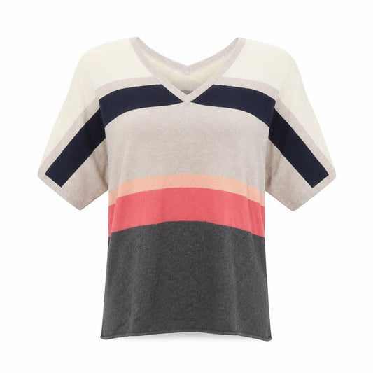 Kookai Womens Multicoloured Striped V-Neck Knit Jumper Size 10