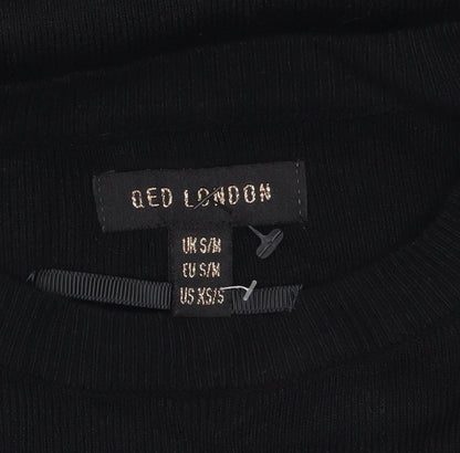 QED London Womens Black Red Heart Pullover Jumper Size S