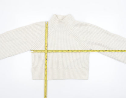 Mint Velvet Women’s Ivory Chunky Knit Roll Neck Wool Jumper XS